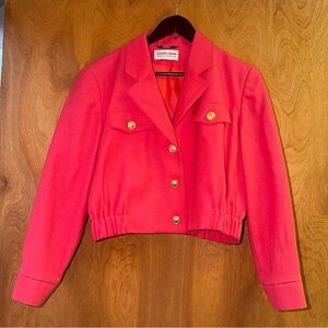Vintage Carol Horn Workshop Wool Bomber Jacket Pink Gold Buttons Women’s Size 8